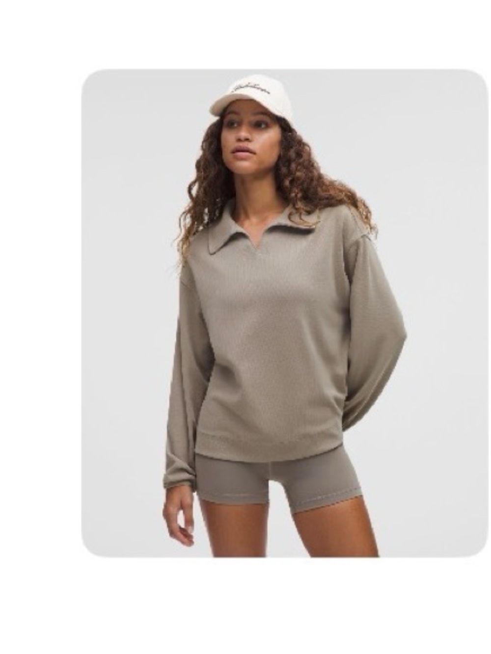 lululemon athletica Taupe Long Sleeve Polo Pullover